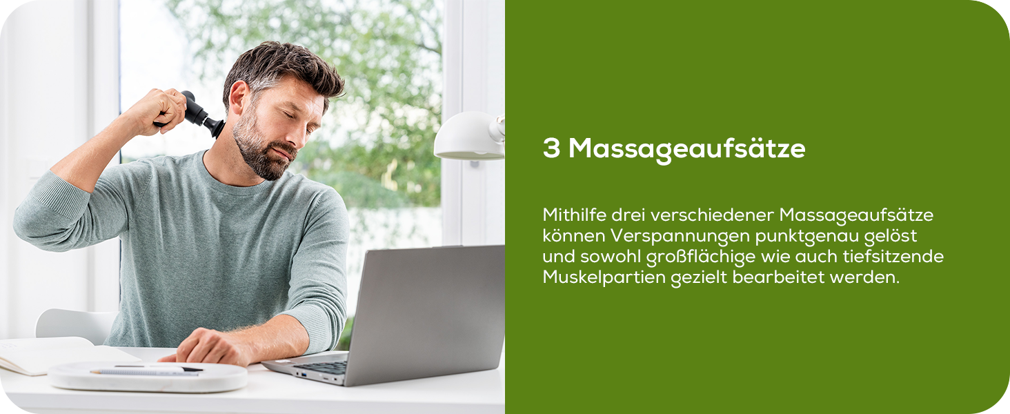 Перкусійний масажер Beurer MG 79 Massage Gun Sensitive: компактний масажний пістолет для чутливих зон, 3 насадки та 3 рівні інтенсивності