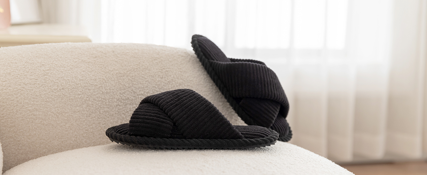 Жіночі домашні капці GOEWY з ефектом пам'яті (Memory Foam), текстильні тапочки з відкритим носком та бантом, протиковзальна підошва, рожеві, розмір 36/37 EU