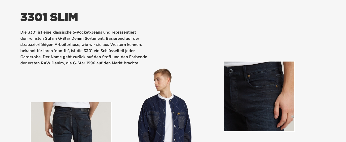 Чоловічі джинси G-Star RAW 3301 Slim Fit — вузькі сині джинси