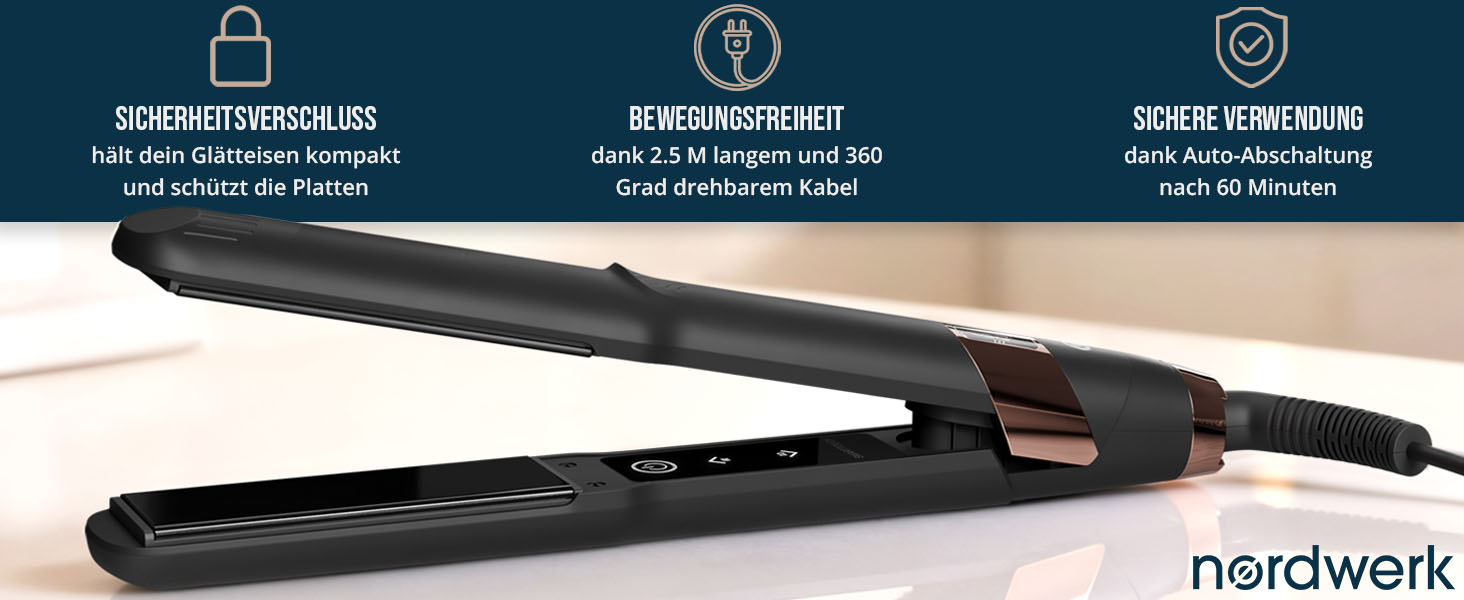 Випрямляч для волосся 2в1 SafeGlide Touch з титановими іонами проти кучерявості та заплутування, для всіх типів волосся, з дорожнім чохлом