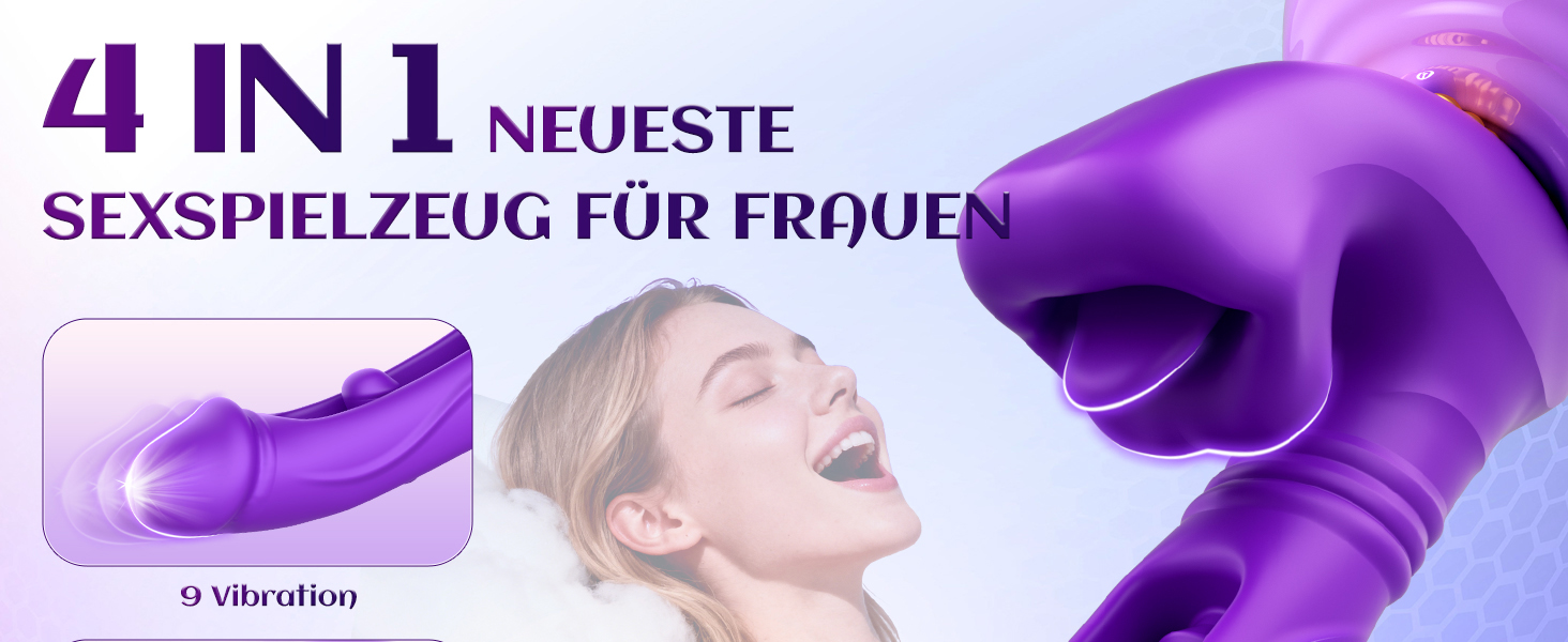 Вібратор для жінок Dildo з 7 режимами вібрації та стимуляції клітора, фіолетовий