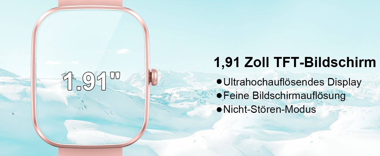 Смарт-годинник унісекс 1.91'' HD 2026 з Bluetooth, фітнес-трекер з пульсометром, моніторингом сну та SpO2, 113+ спортивних режимів, водонепроникний IP68 для Android та iOS (Рожевий)