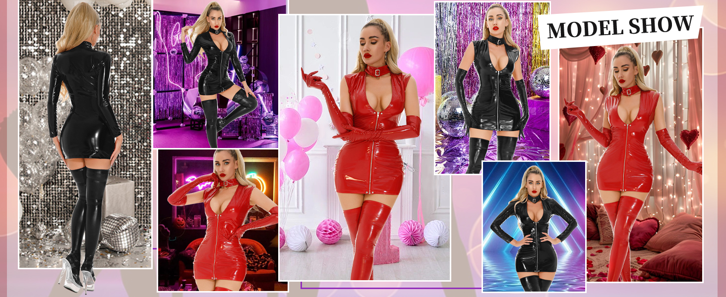 Шкіряний боді для жінок Maeau, catsuit, мокрий ефект, лакова шкіра, для стрип-тансу, облягаюче, чорний, з довгими рукавами, XXS