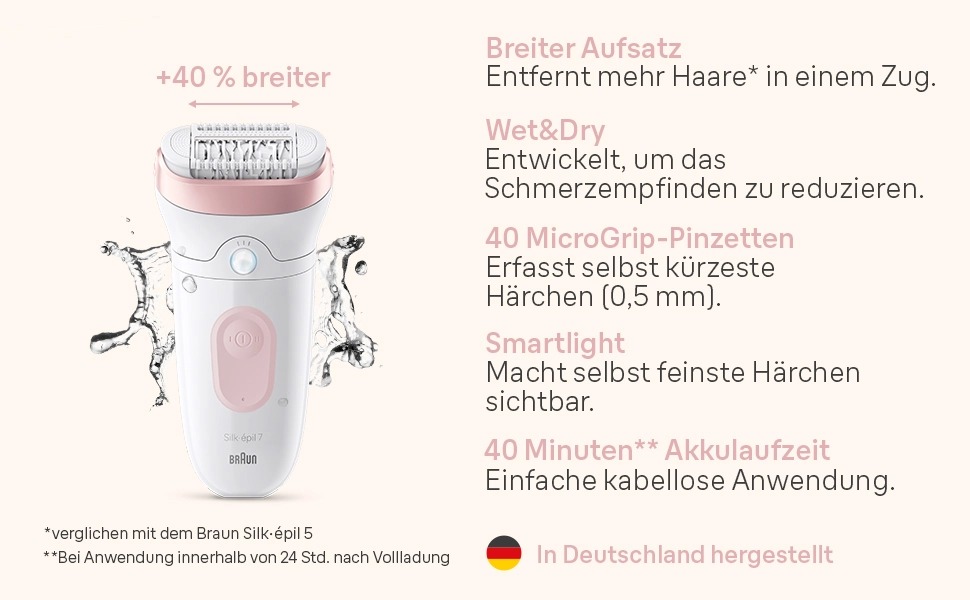 Епілятор Braun Silk-épil 7 7-011 для жінок, сріблястий: водонепроникний, для вологого та сухого використання, з бритвою та набором аксесуарів