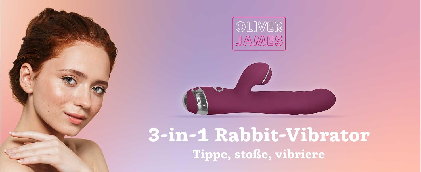 Вібратор Oliver James 3-в-1 Klopf-Rabbit: інтимний стимулятор для жінок з 10 режимами вібрації, 10 режимами постукування та 3 режимами пульсації | Водонепроникний G-point та кліторальний стимулятор