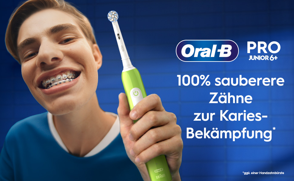 Електрична зубна щітка для дітей Oral-B Pro Junior, фіолетова — 3 режими чищення, м'яка насадка, для дітей від 6 років