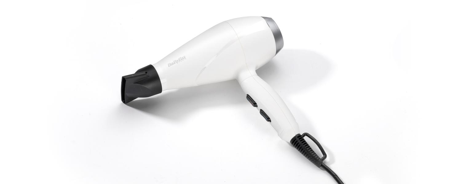 Професійний фен для волосся BaByliss Speed Pro 2000W з іонізацією Anti-Frizz, 3 температурні та 2 швидкісні режими, білий, 6704WE