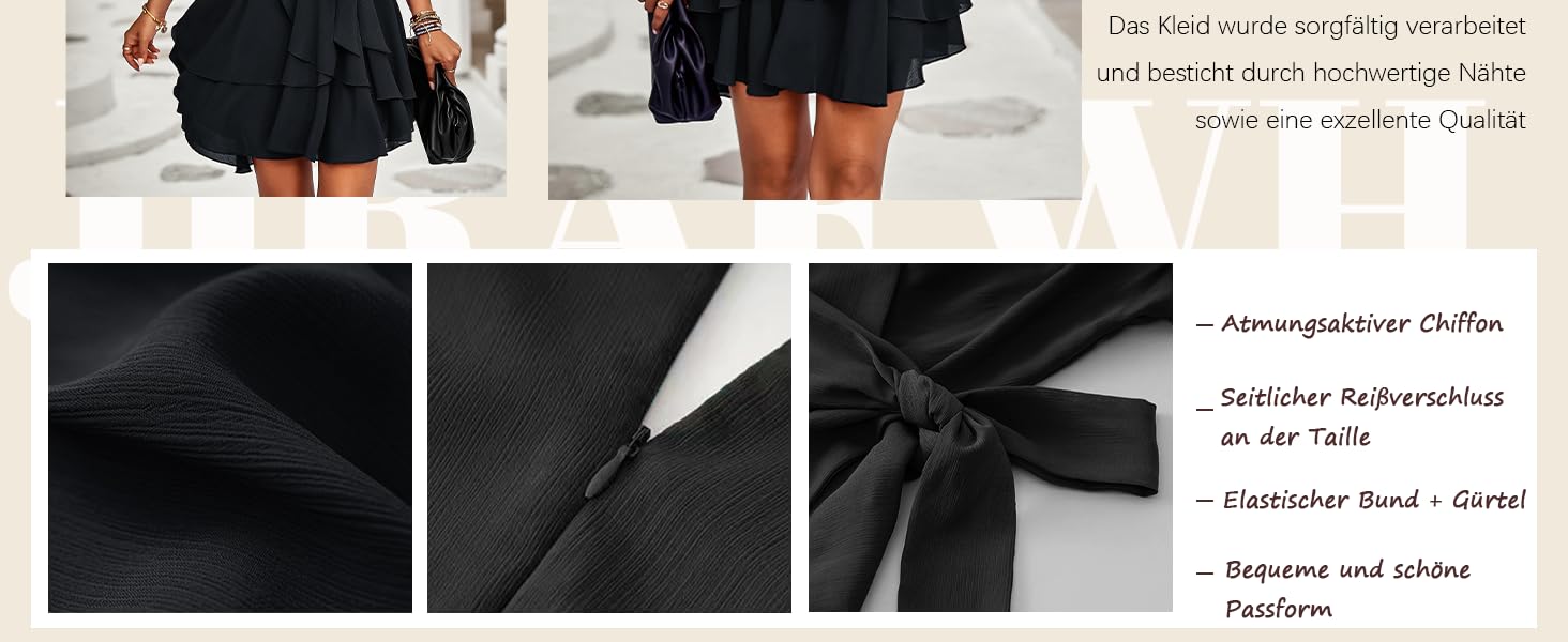 Жіноче шифонове міні-плаття з V-подібним вирізом, короткий рукав, літнє плаття-туніка, однотонне, елегантне, на зав'язки, з поясом, для вечірок та повсякденного носіння (5086-світло-зелений, M)