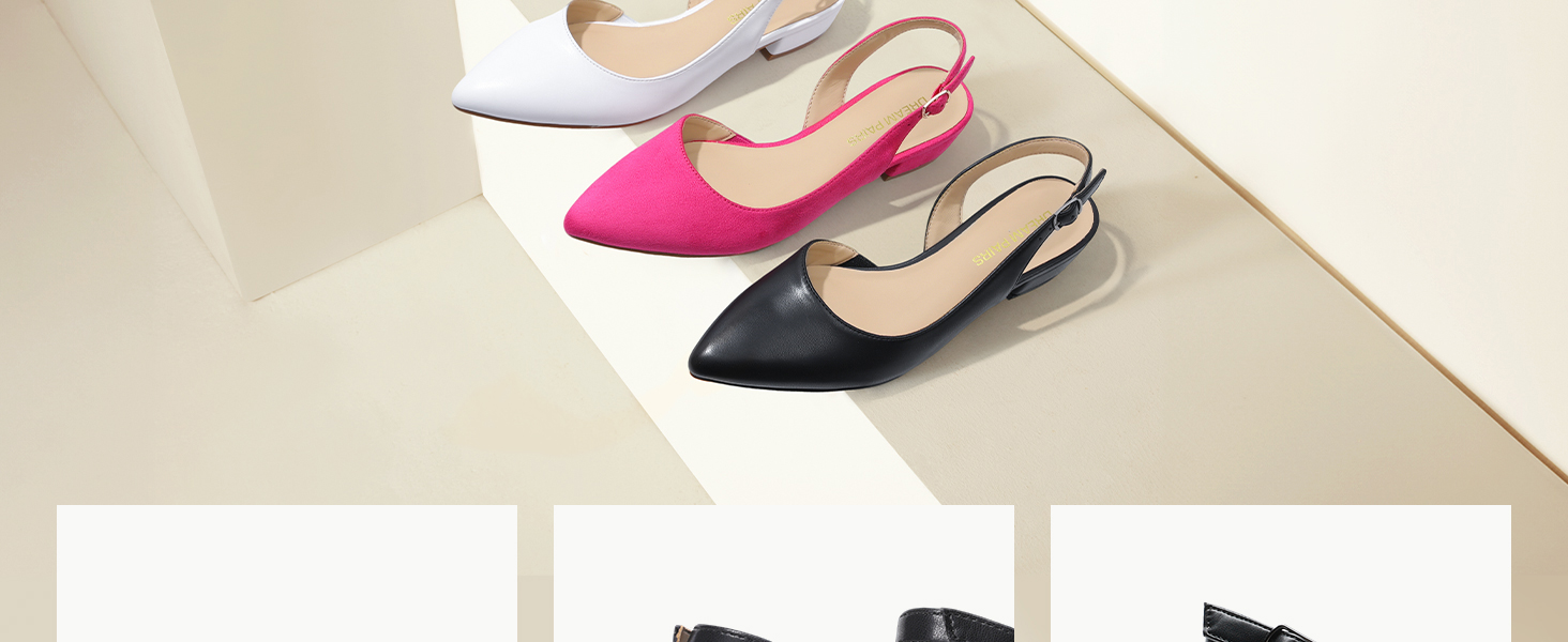 Жіночі сріблясті туфлі-балетки Dream Pairs з відкритим задником (Slingback), розмір 40 EU
