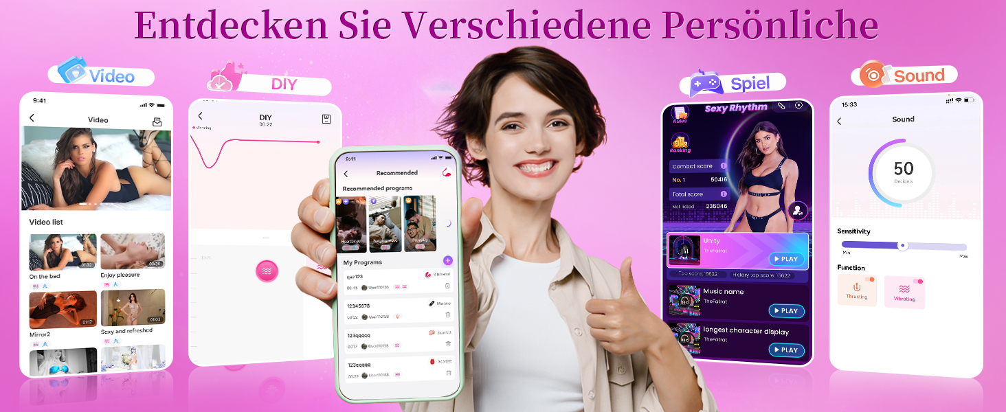 Вібратор для жінок та пар з 9 режимами, керування через додаток, рожевий, універсальний розмір