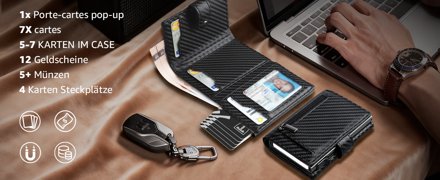 Чоловічий шкіряний гаманець TENBST з RFID-захистом, компактний картхолдер з монетницею, Slim Wallet (Сірий)