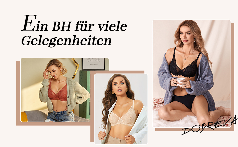 DOBREVA: чорний бюстгальтер з мереживом з кісточками, ефект мінімайзер, великі розміри, сексуальний, з глибоким вирізом, 85E