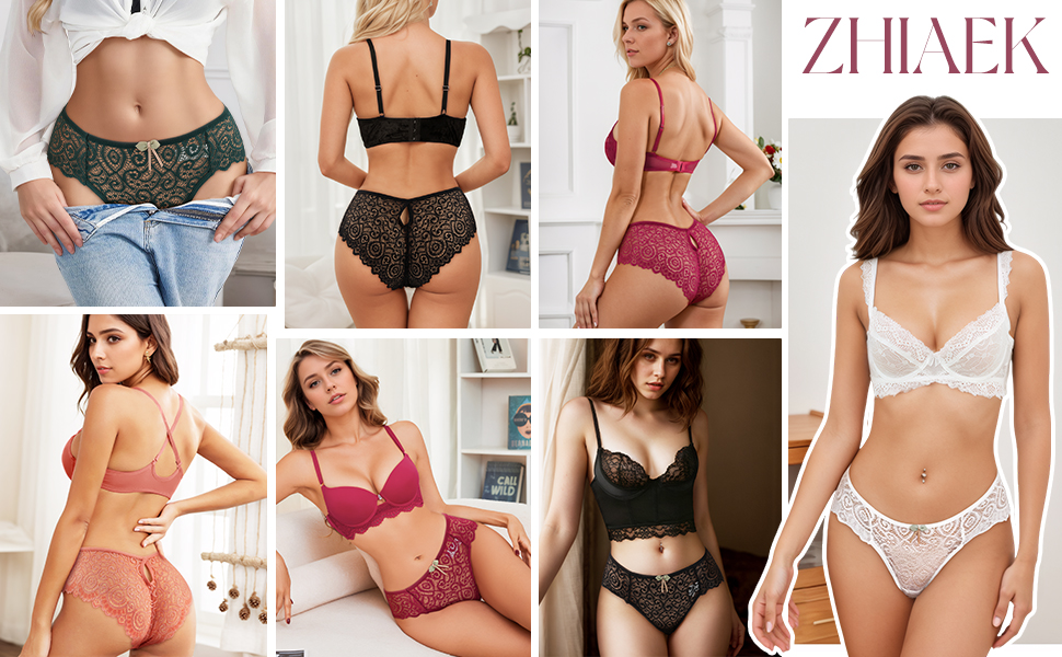 5-Piece Set Танга для жінок з мережива, сексуальна білизна, під одяг, труси, танга, дихаючі, безшовні, гіпстер, бікіні, панчіхи, спідня білизна, набір, розмір M