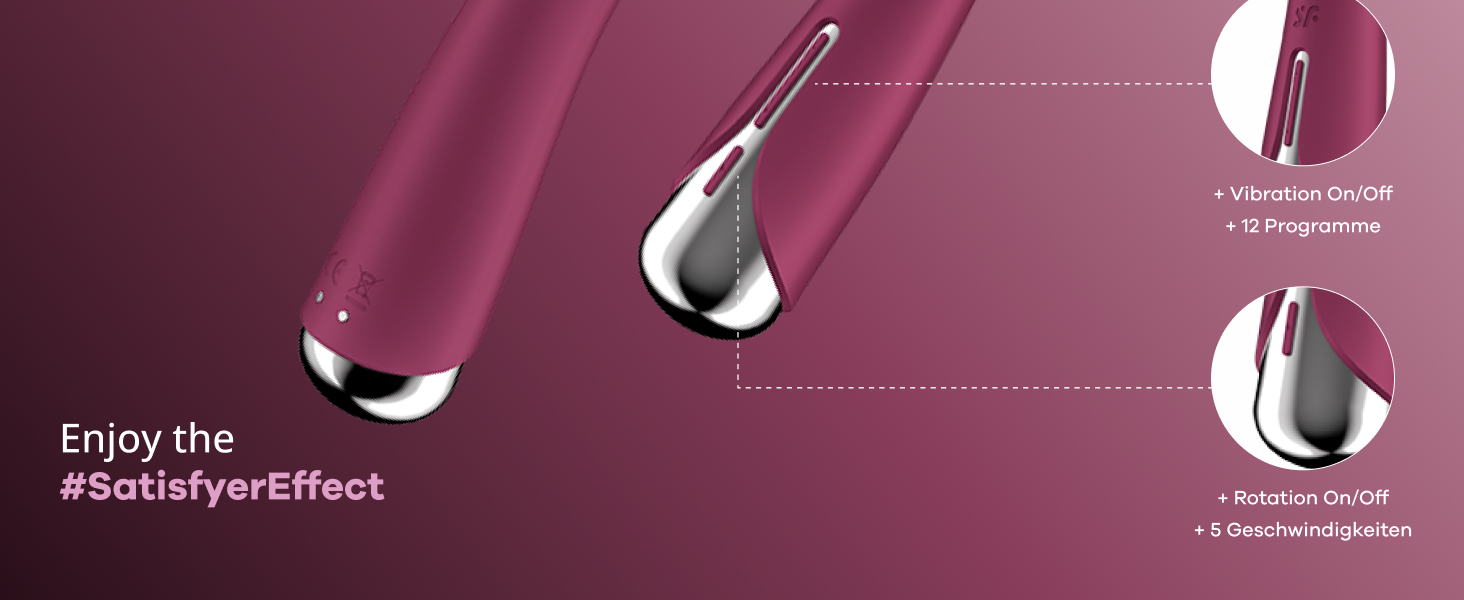Вібратор Satisfyer Spinning Vibe 1 G-Punkt | 12 вібрацій та 5 програм обертання | Для жінок | Водостійкий (IPX7) | (Полуниця)