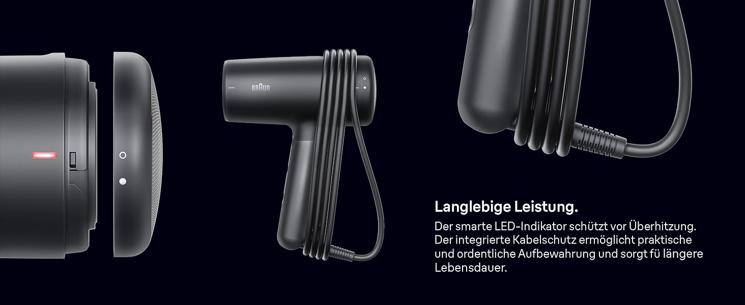 Фен для волосся Braun Haartrockner HD4.2 з дифузором та насадкою для стайлінгу, технологія Super IONTEC, 2100 Вт, 3 температури та 3 швидкості, чорно-сірий, BRHD425E