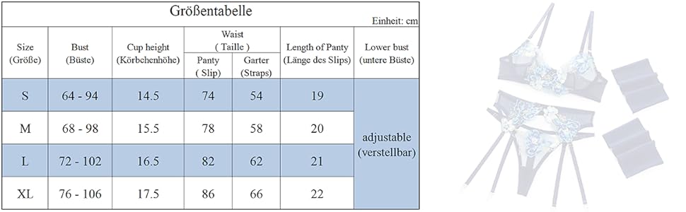 Сексуальна спідня білизна Dessous для жінок: комплект з бюстгальтером, трусиками та стрінгами з мереживом, 4 шт. (темно-синій)