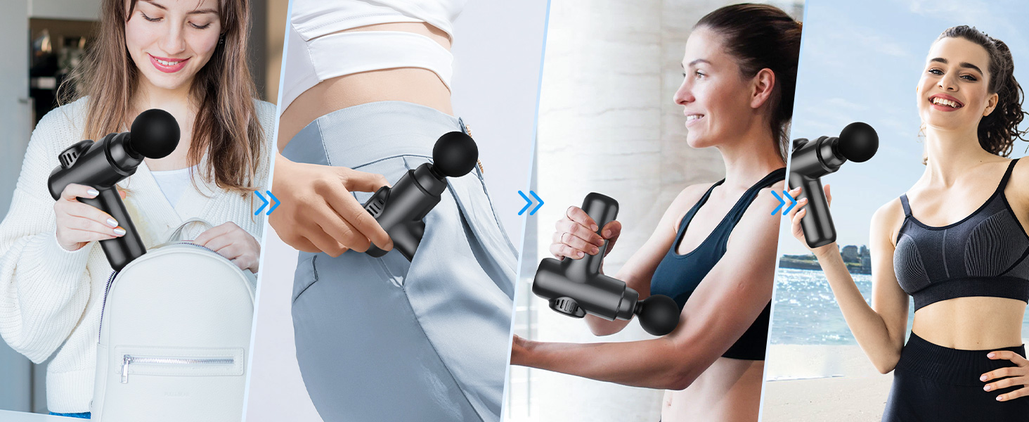 Міні-масажер перкусійний Mini Massage Gun для глибокого масажу тканин, 30 рівнів швидкості, LCD-дисплей, портативний пістолет від м'язового болю та скутості