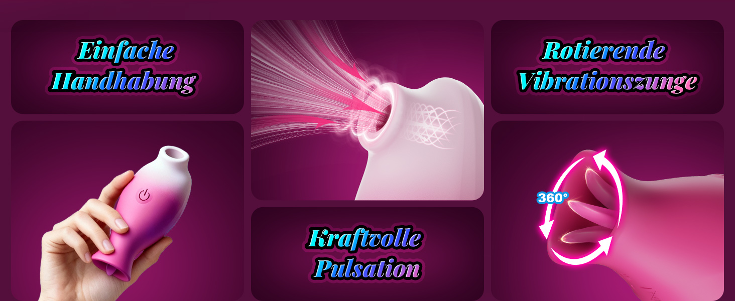 Вібратор Sexspielzeug для жінок 2-в-1: тихий, потужний, з 10 функціями (смоктання, облизування), керування через додаток, стимуляція клітора та сосків, рожевий