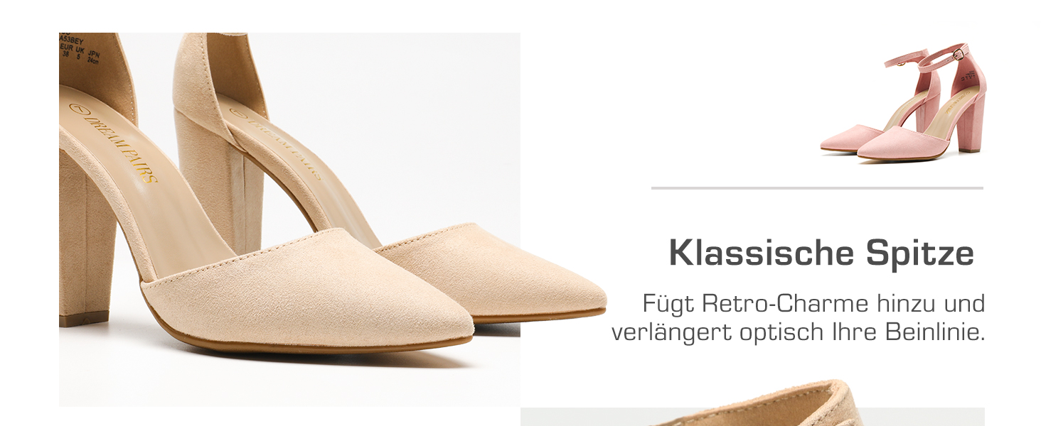 Жіночі туфлі Dream Pairs на товстому каблуці, замшеві човники бежевого кольору, розмір 38.5 EU