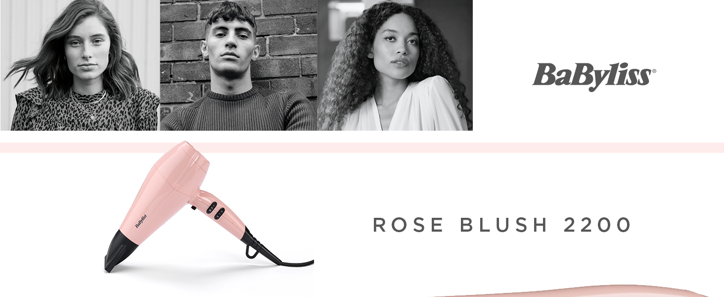 Фен для волосся BaByliss Rose Blush 5337PRE, 2200 Вт, з іонною технологією, 3 температурні та 2 швидкісні режими, рожевий