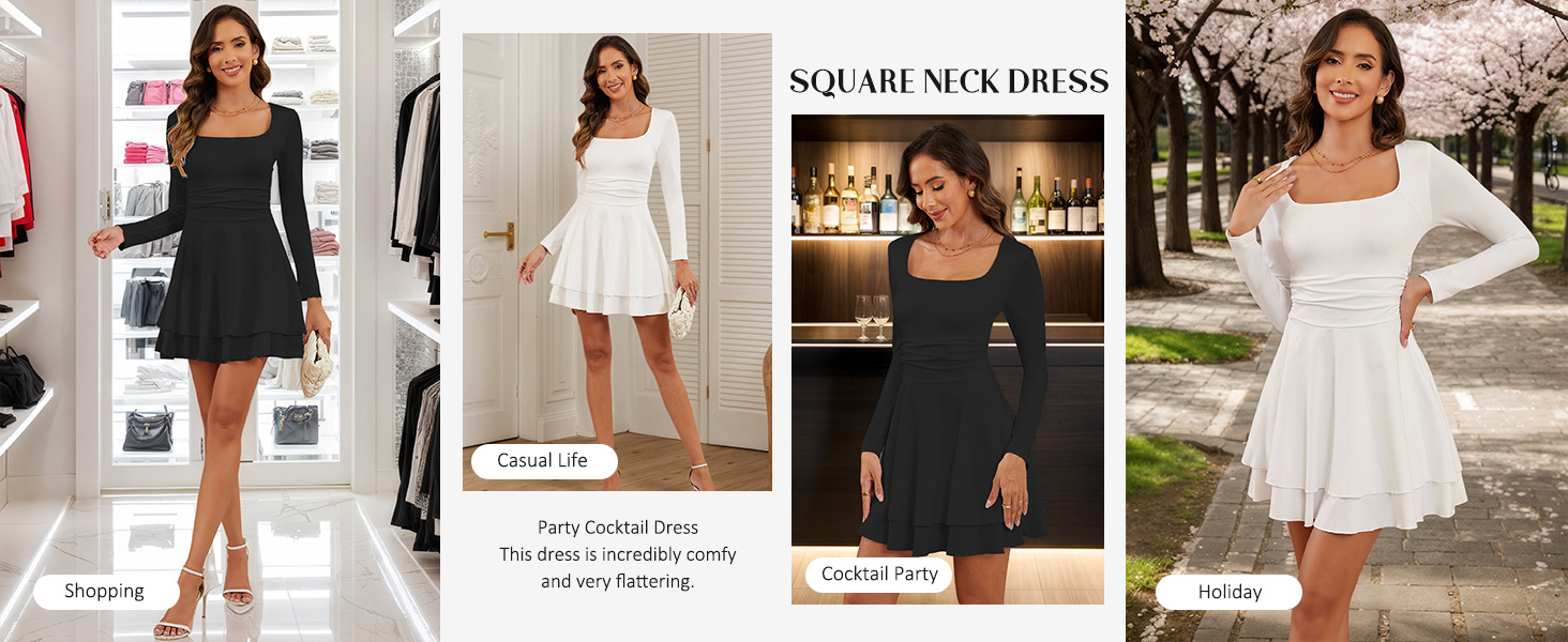 Сукня жіноча квадратним вирізом, елегантна вечірня, коктейльна, bodycon, на короткі/довгі рукави, міні, slim fit, висока талія, з фалдами, біла, розмір M