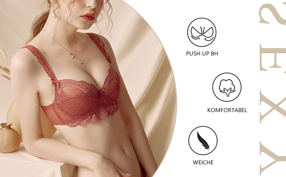 Бюстгальтер MOONBADI для жінок, квітковий дизайн, без кісточок, мереживо, бюстгальтер-бралетт, без пуш-ап, сітчаста підкладка, V-подібний виріз, для щоденного використання, бюстгальтер з підняттям грудей, 34/75D, бордовий