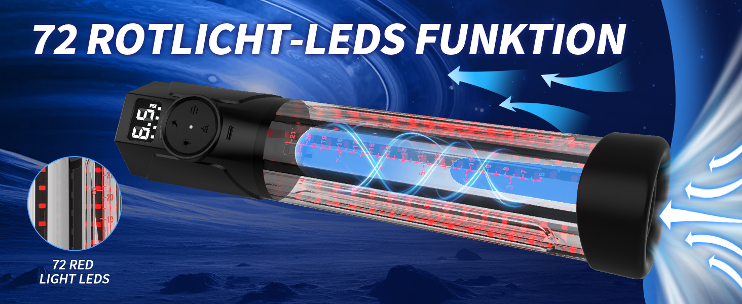 Електрична вакуумна помпа для збільшення пеніса з LED-червоною терапією, смарт-індикатором тиску, 3 рівні всмоктування та ручним режимом, вологостійка іграшка для чоловіків