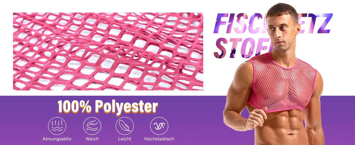 Чоловіча футболка Amy Coulee з сіткою, чорна (мереживна футболка, майка)