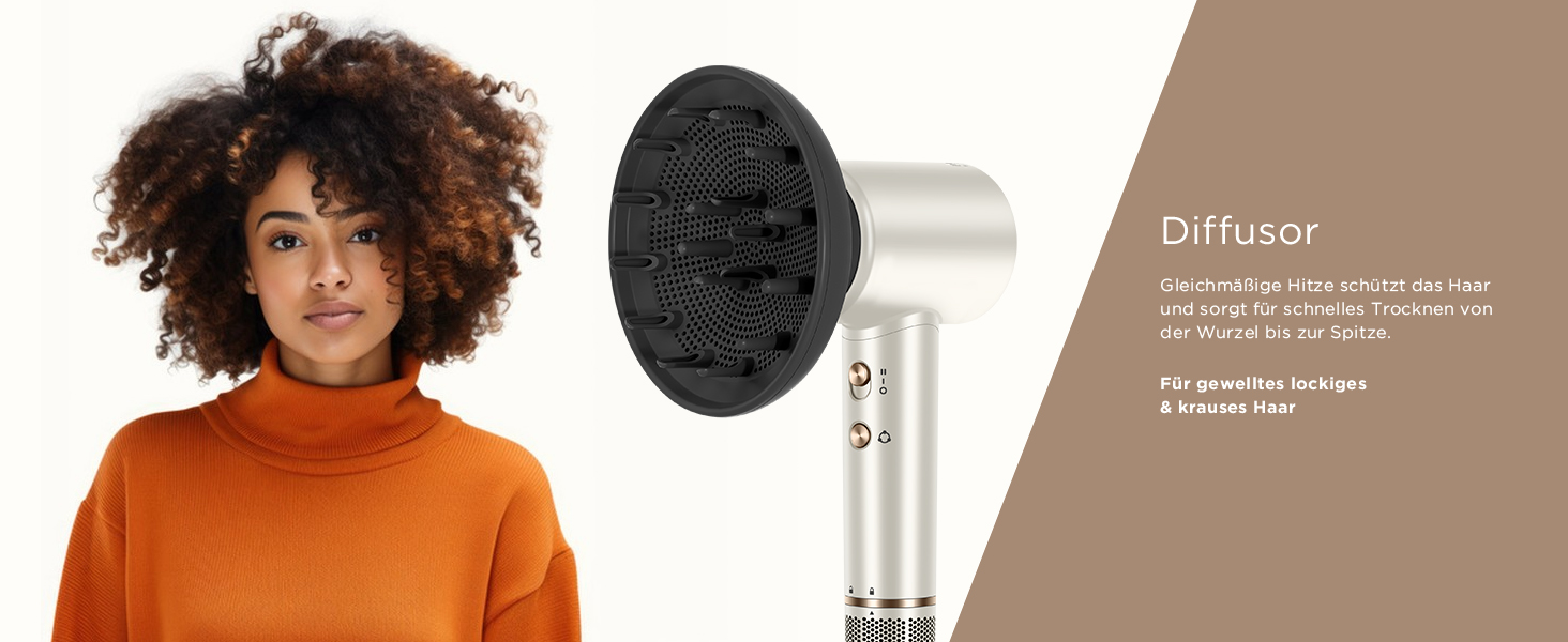Професійний фен для волосся PARWIN PRO BEAUTY Air-Sonic з HD-LED дисплеєм, безщітковим мотором 110,000 об/хв та іонізацією (200 млн негативних іонів), швидке сушіння, колір шампань-срібло
