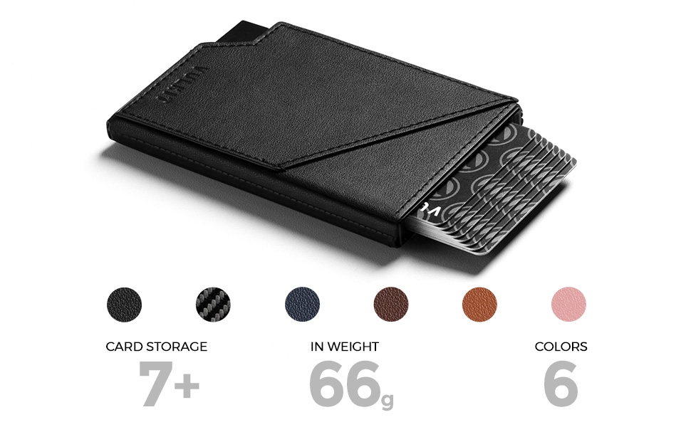VULKIT Складаний картхолдер з RFID-захистом, тонкий алюмінієвий гаманець для кредитних карток, купюр та монет, темно-коричневий