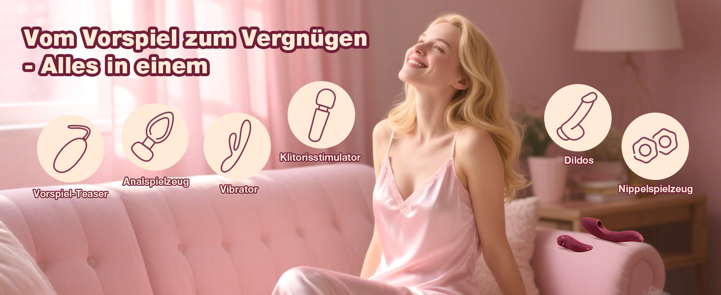 Вібратор для жінок 5-в-1 з керуванням через додаток, стимуляція G-точки та клітора, 7 режимів, нагрів до 42°C, комплект