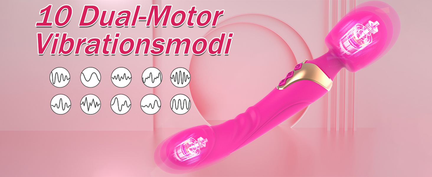 Вібратор PQKuss з функцією удару, силіконовий, подвійний наконечник для жінок та пар. 10 режимів вібрації, G-точка, кліторальний, з подвійним мотором. Червоний колір.