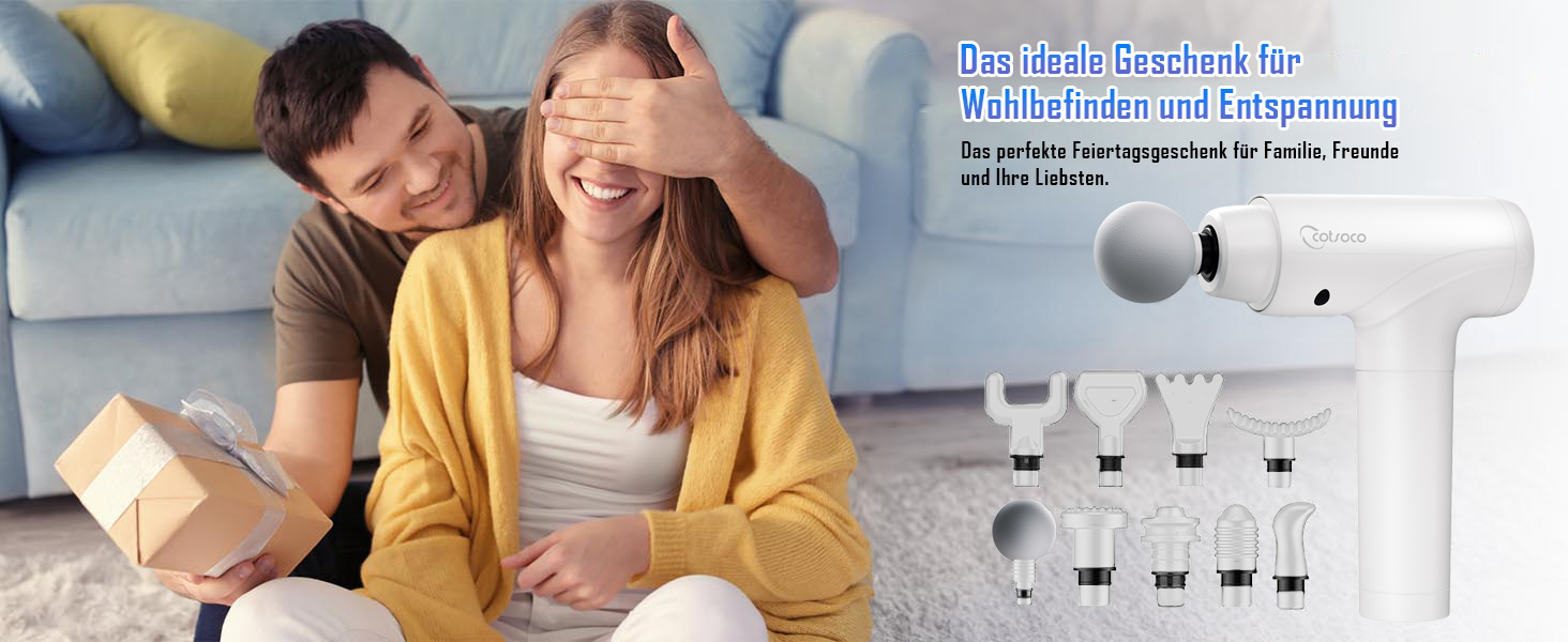 Перкусійний масажер Massage Gun з LED-екраном, електричний масажний пістолет для м'язів (20 швидкостей, 9 насадок, білий)