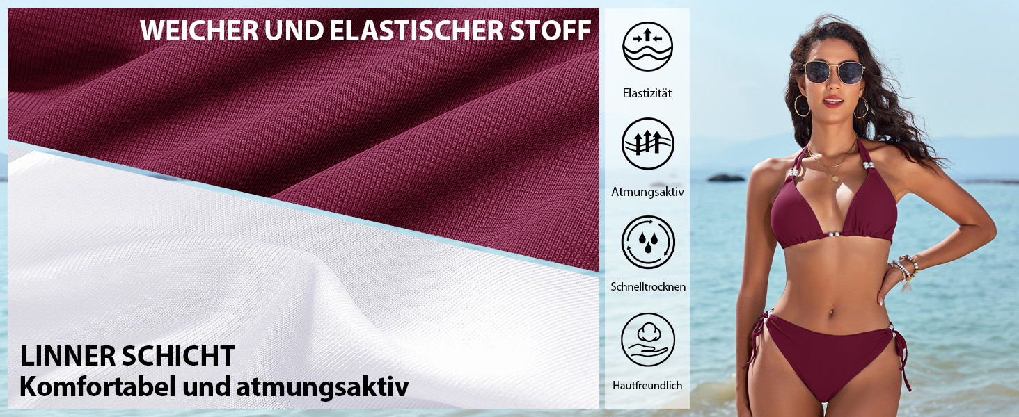 Сексуальний жіночий купальник-бікіні Triangel з шнурівкою, push-up, з перлами, чорний