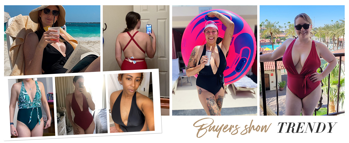 Купальник CUPSHE жіночий монокіні, глибокий V-подібний виріз, однотонний, чорний, розмір M