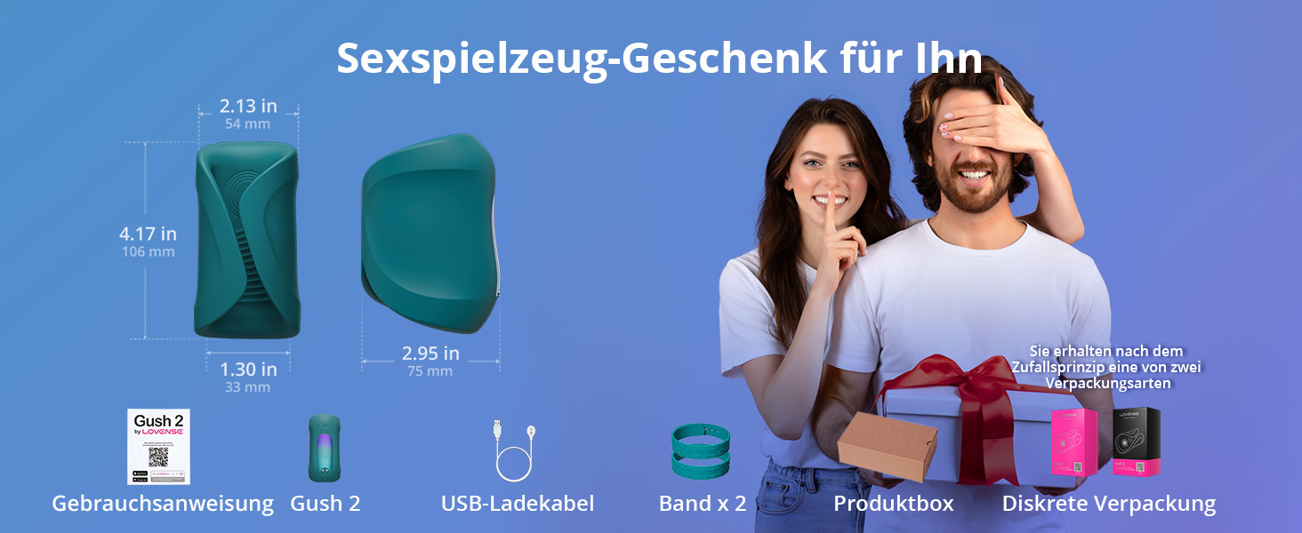 LOVENSE Gush 2 - Автоматичний чоловічий вібратор з пульсацією, керування через додаток, регульовані ремінці, для тренування витривалості