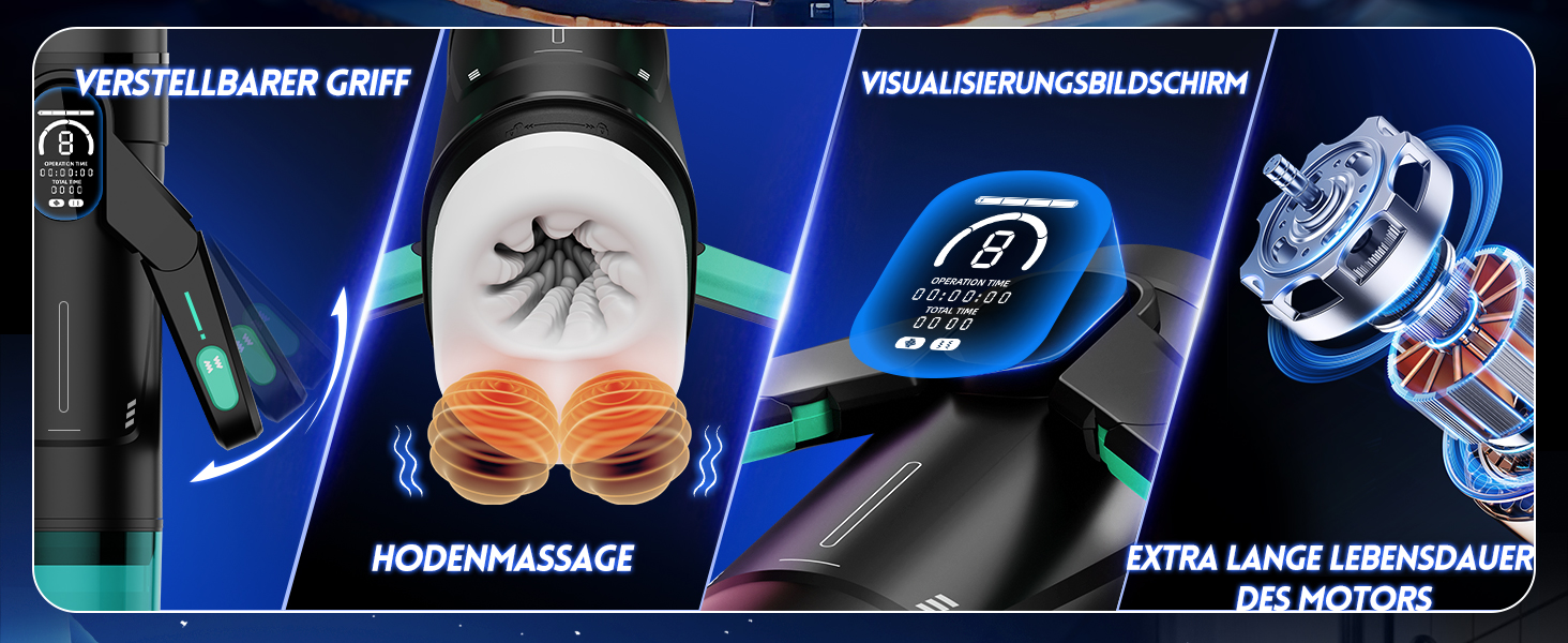 Інтимна іграшка для чоловіків Eanatoys Masturbieren з 9 вібраціями, телескопічною функцією та LCD-дисплеєм (зелена)