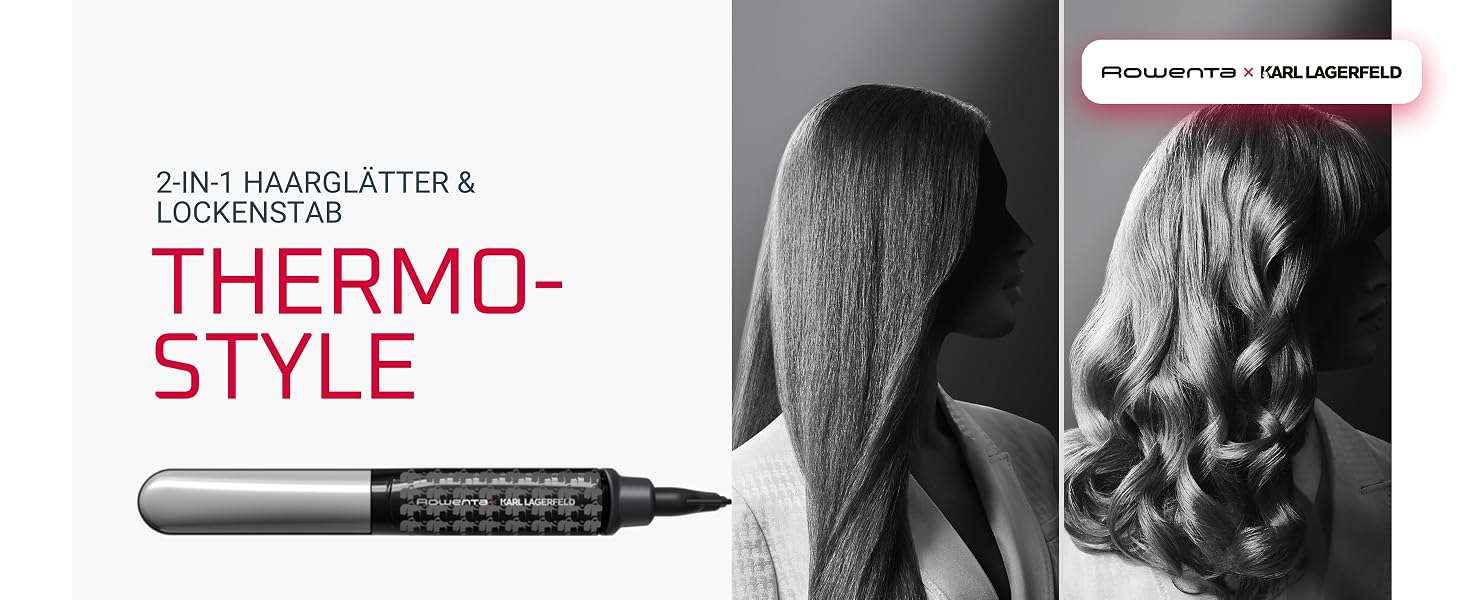 Випрямляч для волосся Rowenta Thermoglide SF5120 з керамічним покриттям, регулюванням температури та обертовим шнуром, чорно-сріблястий
