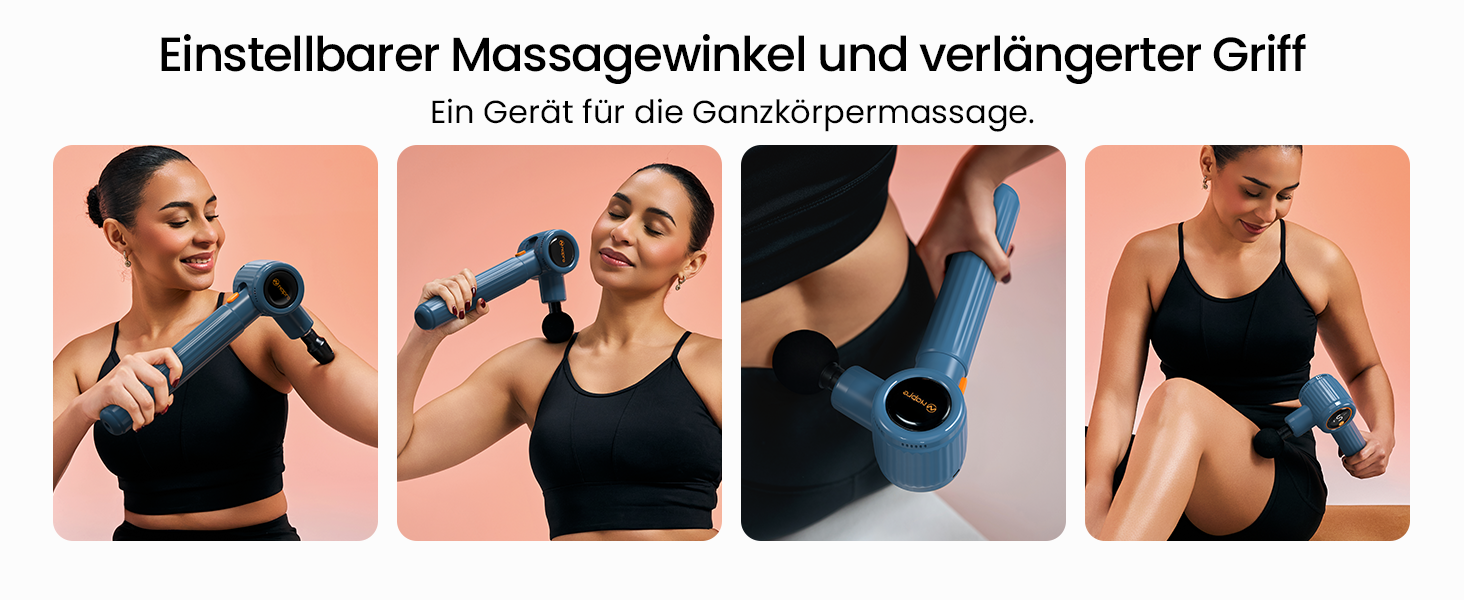 Перкусійний масажер Napre Massage Gun з подовжувачем та 3 кутами нахилу для спини, шиї та плечей, ручний масажний пістолет, світло-блакитний