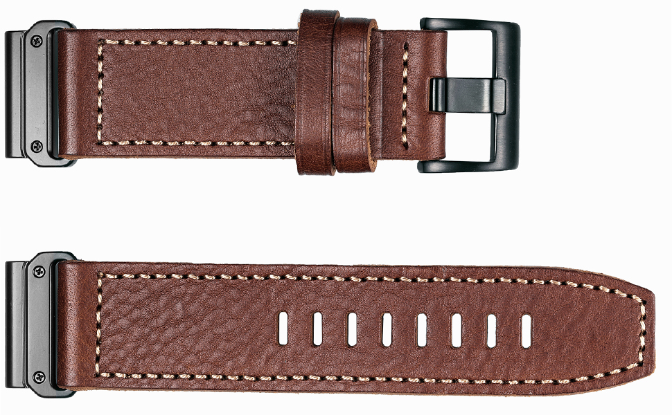 Шкіряний ремінець для годинників Garmin 22мм — Retro Vintage (чорний з чорною прошивкою) для Fenix, Forerunner, Vivoactive, Approach, MARQ, Quatix, D2