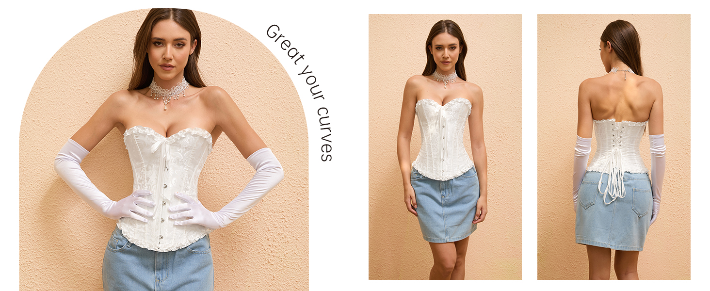 Корсетний топ SZIVYSHI для жінок: готичний корсет, бюстгальтер, корсет з повним бюстом, вінтажний корсетний топ, білий