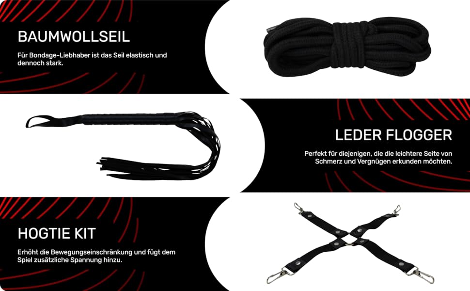 Набір для бондеражу з 18 предметів: фета, наручники, маска для очей. Ідеально для початківців та досвідчених. Еротичні іграшки для пар