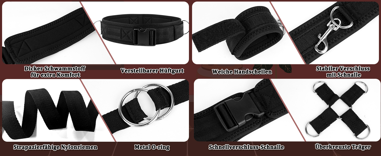 Набір для БДСМ-зонування: 12 предметів для пар. Еротичні іграшки для дорослих з наручниками, фіксаторами для ніг, обручем, засліпкою та ін. Чорний колір.