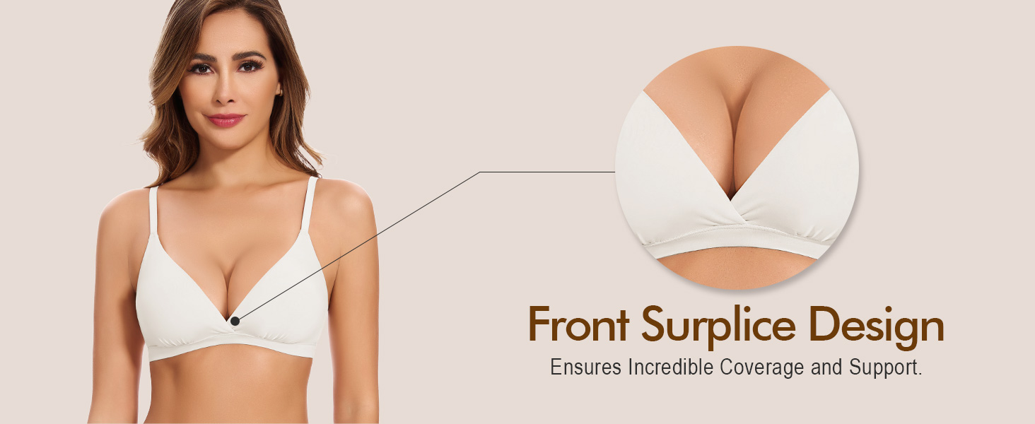 Трикутник бюстгальтер WOWENY без кісточок, бралетт, безшовний, з м'якими чашечками, для топу, бюстгальтер V-подібного вирізу, з подовжувачем, бежевий, розмір S