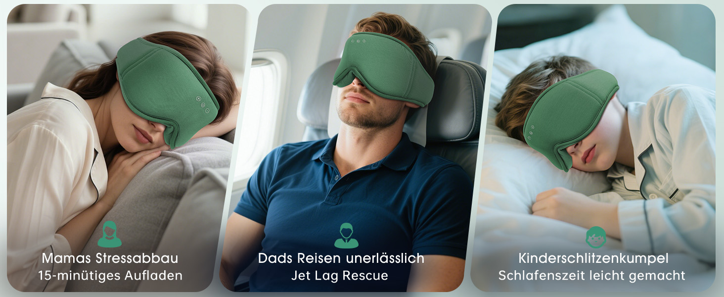 Bluetooth маска для сну LC-dolida з HiFi-звуком, світлонепроникна бамбукова бавовна, Bluetooth 5.4, регульований ремінець, зелена