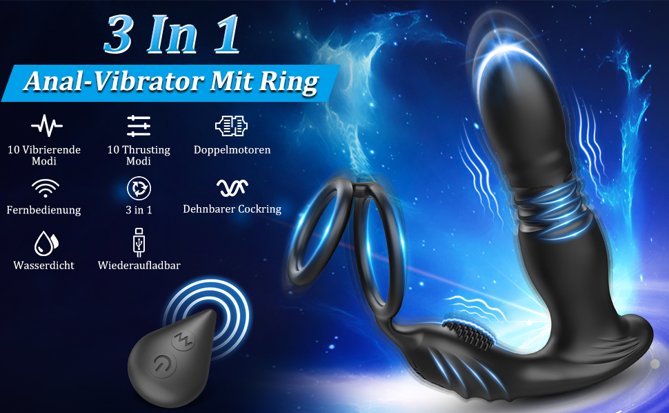 3-в-1 вібратори для анал, масажер простати для чоловіків, секс-іграшки для жінок з 10 режимами вібрації та телескопічною конструкцією