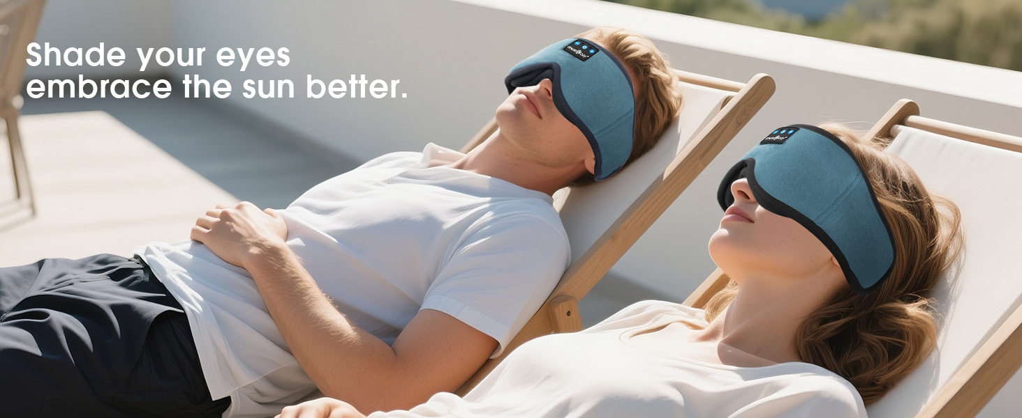 Маска для сну з Bluetooth-навушниками MUSICOZY, 3D маска для сну з повним затемненням, м'які бездротові навушники для сну (Bluetooth 5.4, 16 год роботи), для подорожей, йоги та медитації, синя