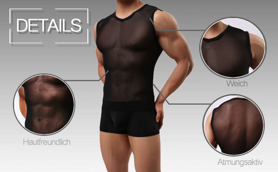 Чоловіча майка-топ з сіткою, прозора мускул-майка без рукавів, чорна, для клубу