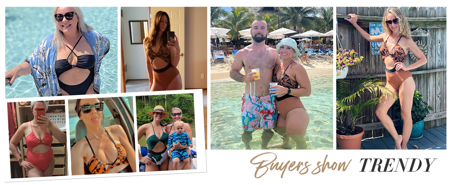 Купальник жіночий Cupshe з шнуванням, монокіні з принтом тварини, вирізи, перехрещення, чорний