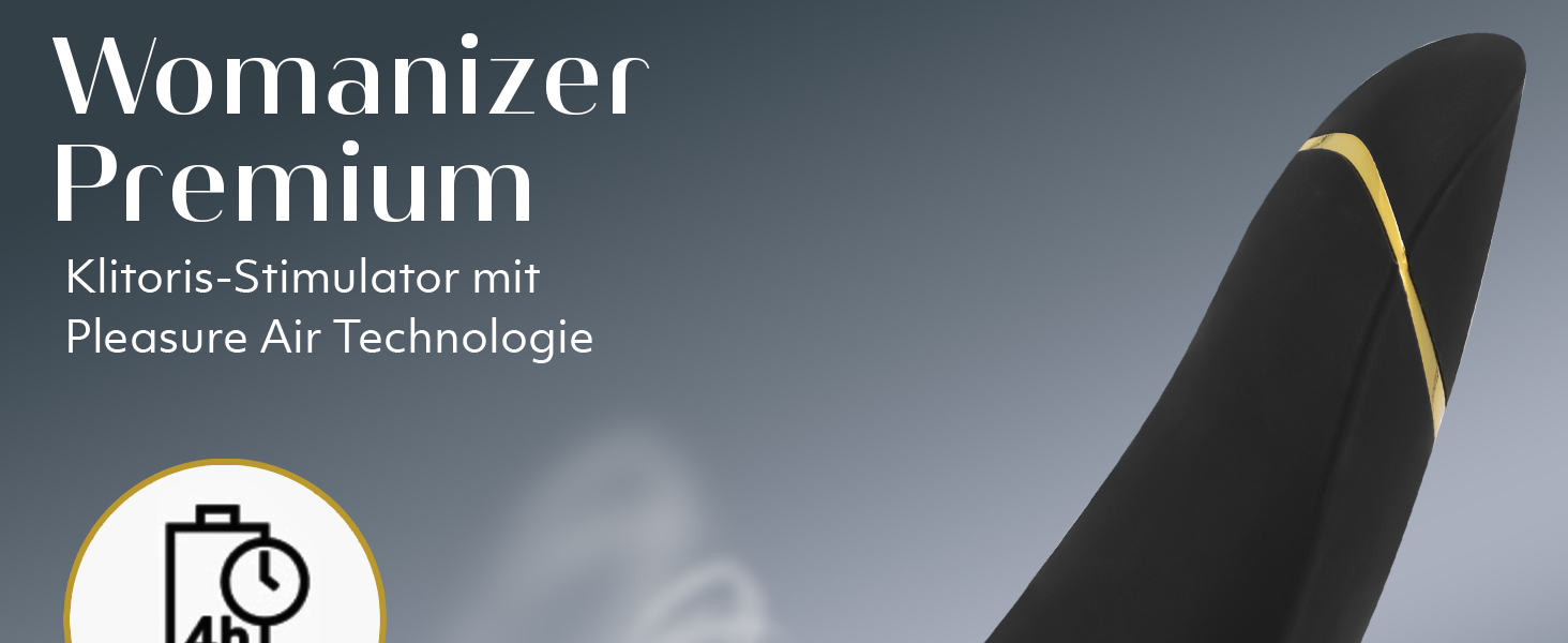 Womanizer Premium - вібратор для клітора з ефектом тиску, чорний та золотий | Інтимна іграшка для жінок | Секс-іграшки для дорослих, для пар | Подарунок для жінок